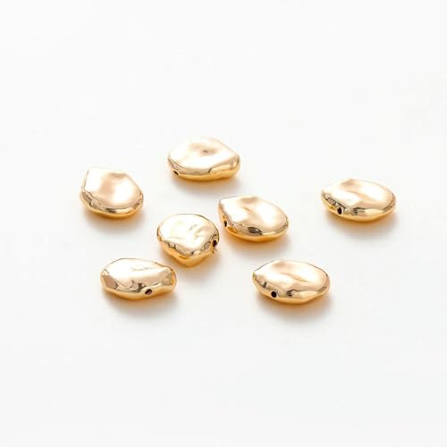 ROCILB 6 Stück 14 mm 18 Karat vergoldetes Messing, unregelmäßige Abstandsperlen für Armbänder und Halsketten, hochwertiges Zubehör zur Schmuckherstellung zum Selbermachen von ROCILB