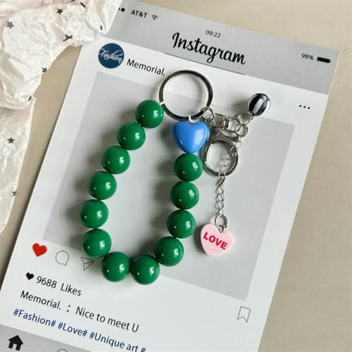 ROCILB Handy-Lanyard, kurzes Handgelenkband, Schleifenknoten, handgefertigtes Perlenarmband, Anhänger, Lanyard, Anti-Verlust, breites Handgelenkband von ROCILB