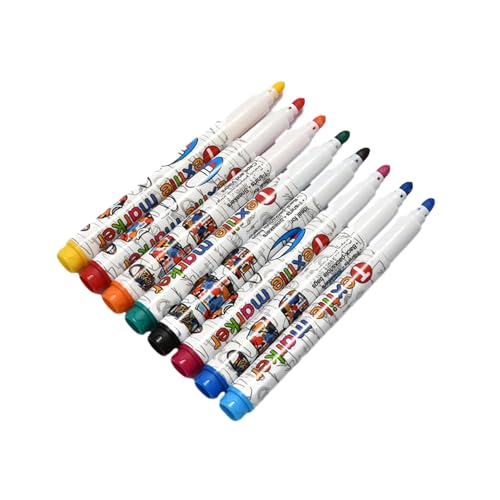Stoffmarker Stifte Set, 8 ungiftige, Marker für Kleidung, dokumentenechte und permanente Stoffmalfarbe feine Spitze Textilmarkierstifte, lichtbeständige permanente Kleidungsmarker für T-Shirts, von ROCKIA