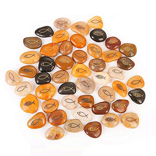 50 Stück JESUS FISCH Steine mit Christian Kreuz Fisch Ichthys Ichthus Glück Gravierte Steine Gravur Inspirierende Glücksbringer Ermutigung Dankbarkeit Geschenk Glückssteine (Großhandel, je 5-8 cm) 50 Stück JESUS FISCH Steine mit Christian Kreuz Fisch Ichthys Ichthus Glück Gravierte Steine Gravur Inspirierende Glücksbringer Ermutigung Dankbarkeit Geschenk Glückssteine (Großhandel, je 5-8 cm) von ROCKIMPACT