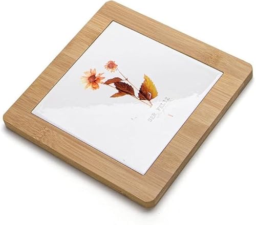 ROCKING GIFTS Untersetzer, Keramik, Holz, Blumen, Orange, rustikales Design, elegant, 20 cm von ROCKING GIFTS