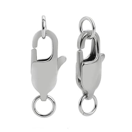 ROCKPOEM 20 Stück rechteckige Karabinerverschlüsse für Schlüsselanhänger mit Biegeringen, Haken für Armbänder, Halsketten, Ketten und Schmuckherstellung von ROCKPOEM