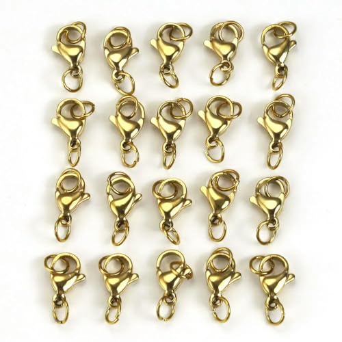 ROCKPOEM Karabinerverschlüsse, Schlüsselanhänger, Federschnalle, Haken, Endverbinder für DIY-Armbänder, Halsketten, Schmuckherstellung, 20 Stück von ROCKPOEM
