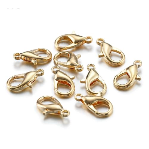 ROCKPOEM Karabinerverschluss für Schlüsselanhänger, 10 - 18 mm, für Schmuckherstellung, Komponenten, DIY, Armband, Halskette, Haken, Kette, 100 Stück von ROCKPOEM