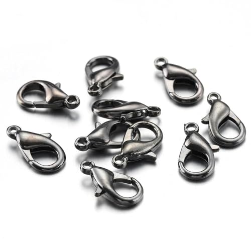 ROCKPOEM Karabinerverschluss für Schlüsselanhänger, 10 - 18 mm, für Schmuckherstellung, Komponenten, DIY, Armband, Halskette, Haken, Kette, 100 Stück von ROCKPOEM