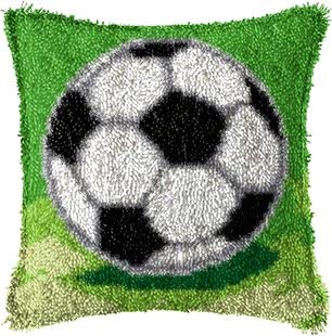 ROCKY&CHAO Knüpfhaken-Kits, Kissenbezug, Stickset für Erwachsene und Anfänger, Sofakissenbezug, Bastelsets, Fußball, 43 x 43 cm ROCKY&CHAO Knüpfhaken-Kits, Kissenbezug, Stickset für Erwachsene und Anfänger, Sofakissenbezug, Bastelsets, Fußball, 43 x 43 cm von ROCKY&CHAO