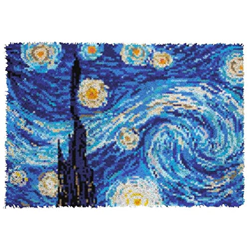ROCKY&CHAO Sternenhimmel-Teppich-Set, DIY-Knüpfhaken, Kreuzstich-Set Teppichherstellung Kissen Handarbeit Anfänger Heimdekoration 60 × 42 cm von ROCKY&CHAO