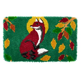 ROCKY&CHAO Knüpfteppich-Set DIY-Teppichherstellungs-Set für Erwachsene und Kinder Teppichherstellungs-Kits, Kreuzstich Teppichherstellung Kissen Handarbeit für Anfänger Heimdekoration Fuchs 50 * 38cm von ROCKY&CHAO