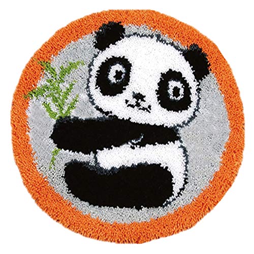 ROCKY&CHAO Myriad Choices Panda Knüpfteppich Kreuzstich Stickerei DIY Set 50x50cm Selber Machen Set Latch Hook Kit für Kinder und Erwachsene zum Selber Knüpfen von ROCKY&CHAO