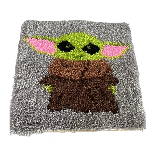 ROCKY&CHAO Knüpf-Set –Kissenbezug &Knüpfteppich zum Selbermachen (ohne Kissenfüllung),43 * 43 cm,Latch Hook Kit für Erwachsene und Kinder, DIY Heimdeko Grey von ROCKY&CHAO