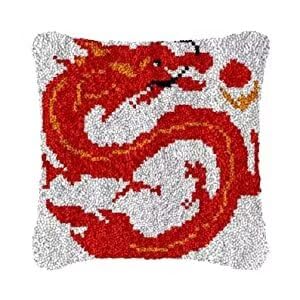 ROCKY&CHAO Knüpf-Set –Kissenbezug &Knüpfteppich zum Selbermachen (ohne Kissenfüllung),43×43 cm,Latch Hook Kit für Erwachsene und Kinder, DIY Heimdeko 24 von ROCKY&CHAO
