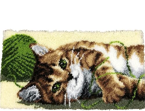 ROCKY&CHAO Knüpf-Sets mit Kissen Katze und Wolle DIY-Knüpfhaken, Teppichherstellungs-Set für Erwachsene Kinder, Kreuzstich-Set, Teppichherstellung, Heimdekoration, 50 x 38 cm ROCKY&CHAO Knüpf-Sets mit Kissen Katze und Wolle DIY-Knüpfhaken, Teppichherstellungs-Set für Erwachsene Kinder, Kreuzstich-Set, Teppichherstellung, Heimdekoration, 50 x 38 cm von ROCKY&CHAO