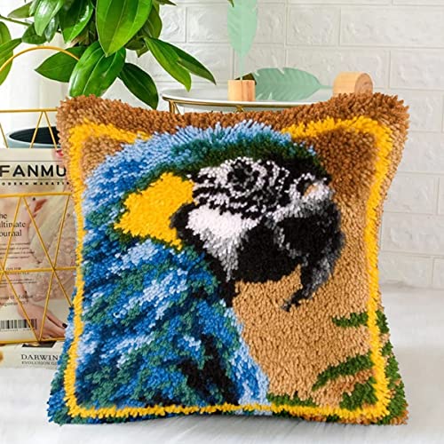 ROCKY&CHAO Knüpfhaken-Set für Erwachsene, DIY-Kissen-Set, Bastelset für Heimdekoration, 43 x 43 cm, Blauer Papagei ROCKY&CHAO Knüpfhaken-Set für Erwachsene, DIY-Kissen-Set, Bastelset für Heimdekoration, 43 x 43 cm, Blauer Papagei von ROCKY&CHAO