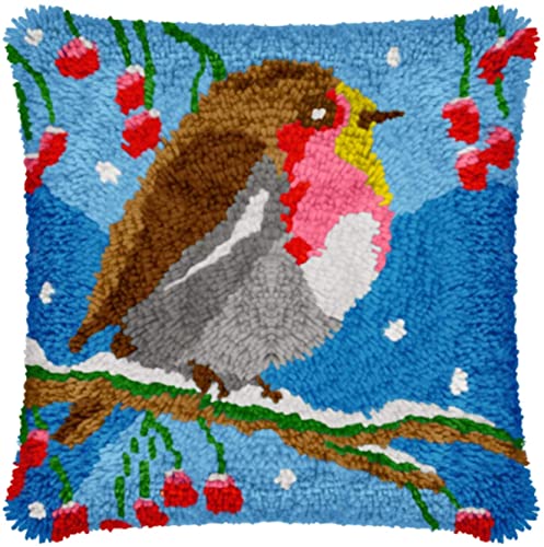 ROCKY&CHAO Knüpfhaken-Set für Erwachsene und Kinder, DIY-Kissenbezug, Handarbeit, Häkeln, für Familie, 43,2 x 43,2 cm von ROCKY&CHAO