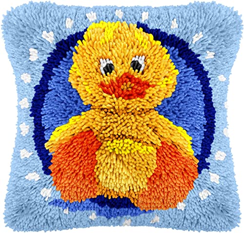 ROCKY&CHAO Knüpfhaken-Set mit gelben Enten zum Selbermachen, Überwurf, Kissenbezug, Häkelhandwerk für Anfänger, Kinder und Erwachsene, handgefertigt, Heimdekoration, Festival, Geburtstagsgeschenk, ROCKY&CHAO Knüpfhaken-Set mit gelben Enten zum Selbermachen, Überwurf, Kissenbezug, Häkelhandwerk für Anfänger, Kinder und Erwachsene, handgefertigt, Heimdekoration, Festival, Geburtstagsgeschenk, von ROCKY&CHAO