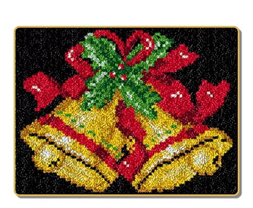 ROCKY&CHAO Knüpfhaken-Teppich-Set DIY-Knüpfhaken Teppichherstellungs-Set für Erwachsene Kinder Kreuzstich-Set Teppichherstellung Heimdekoration 50 x 38 cm（Weihnachtsglocken） von ROCKY&CHAO
