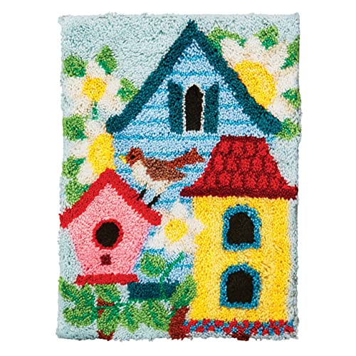 ROCKY&CHAO Knüpfhaken-Teppich-Set DIY-Knüpfhaken Teppichherstellungs-Set für Erwachsene Kinder Kreuzstich-Set Teppichherstellung Heimdekoration 50 x 38 cm （Haus） von ROCKY&CHAO