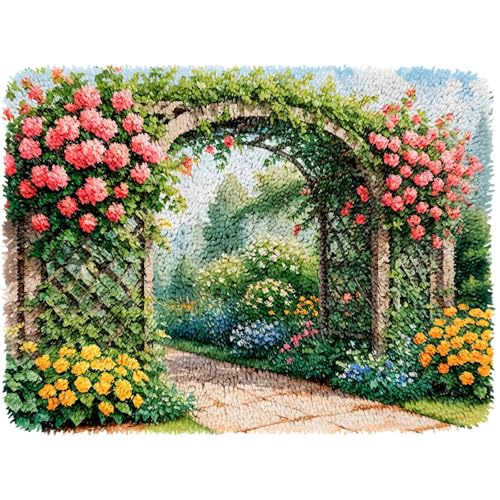 ROCKY&CHAO Knüpfhaken-Teppich-Set DIY-Knüpfhaken Teppichherstellungs für Erwachsene Kinder Kreuzstich Teppichherstellung Heimdekoration 50 * 38cm-0507K von ROCKY&CHAO