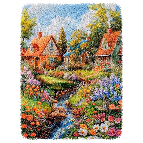 ROCKY&CHAO Knüpfhaken-Teppich-Set DIY-Knüpfhaken Teppichherstellungs für Erwachsene Kinder Kreuzstich Teppichherstellung Heimdekoration 60 * 40cm-0507A von ROCKY&CHAO