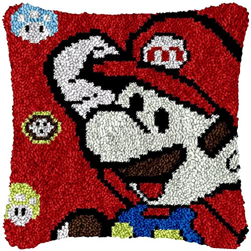 ROCKY&CHAO Knüpfteppich Zum Selber Knüpf-Sets mit Kissen knüpfen-Set 43x43cm Kissenbezug-Set für Erwachsene und Kinder Latch Hook Kit Heimaccessoire von ROCKY&CHAO