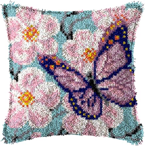 ROCKY&CHAO Knüpfteppich Zum Selber Knüpf-Sets mit Kissen knüpfen-Set 43x43cm Schmetterlinge und Blumen Kissenbezug-Set für Erwachsene und Kinder Latch Hook Kit Heimaccessoire ROCKY&CHAO Knüpfteppich Zum Selber Knüpf-Sets mit Kissen knüpfen-Set 43x43cm Schmetterlinge und Blumen Kissenbezug-Set für Erwachsene und Kinder Latch Hook Kit Heimaccessoire von ROCKY&CHAO