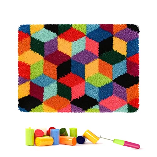 Rocky&Chao Knüpfhaken-Kits für Erwachsene, DIY Knüpfhaken-Geometrie-Teppich-Set, Heimteppich-Set, Kreuzstich, Stickerei-Kits, Handarbeit, Teppich für Heimdekoration, Geometrie, 50 x 38 cm Rocky&Chao Knüpfhaken-Kits für Erwachsene, DIY Knüpfhaken-Geometrie-Teppich-Set, Heimteppich-Set, Kreuzstich, Stickerei-Kits, Handarbeit, Teppich für Heimdekoration, Geometrie, 50 x 38 cm von ROCKY&CHAO