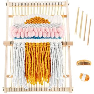 Webrahmen für Erwachsene, Webstuhl aus Holz, EIN für Anfänger Geeigneter Webmaschine zur Herstellung von Wolle Schals oder Strick Dekorationen 51×39cm (M) von ROCKY&CHAO