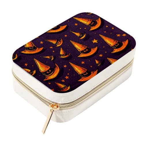 RODAILYCAY Halloween Hexenhut Samt Reise Schmuckschatulle mit herausnehmbaren Fächern, tragbarer Ohrring-Armbandhalter, Halsketten-Ring-Aufbewahrungsbox RODAILYCAY Halloween Hexenhut Samt Reise Schmuckschatulle mit herausnehmbaren Fächern, tragbarer Ohrring-Armbandhalter, Halsketten-Ring-Aufbewahrungsbox von RODAILYCAY