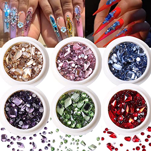 RODAKY - 6 Stück Strass Edelstein Set für Nail Art 3D Nail Art Design Acryl Nail Art Schmuck für Nail Art DIY RODAKY - 6 Stück Strass Edelstein Set für Nail Art 3D Nail Art Design Acryl Nail Art Schmuck für Nail Art DIY von RODAKY