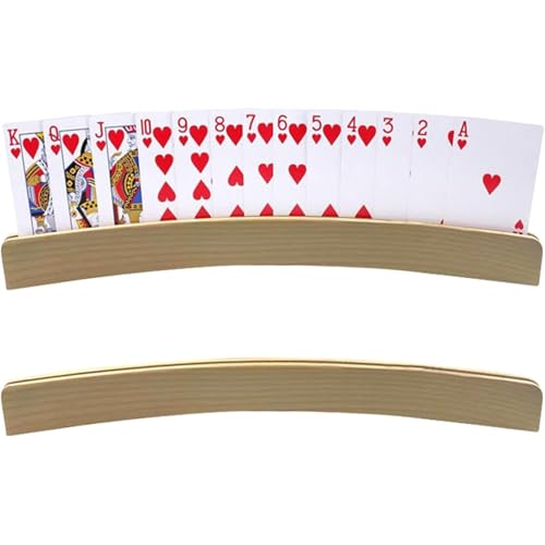 RODISHOMM 2 Stück Holz Kartenhalter (33 cm) für Kinder und Erwachsene, Spielkartenhalter und Kartenständer von RODISHOMM
