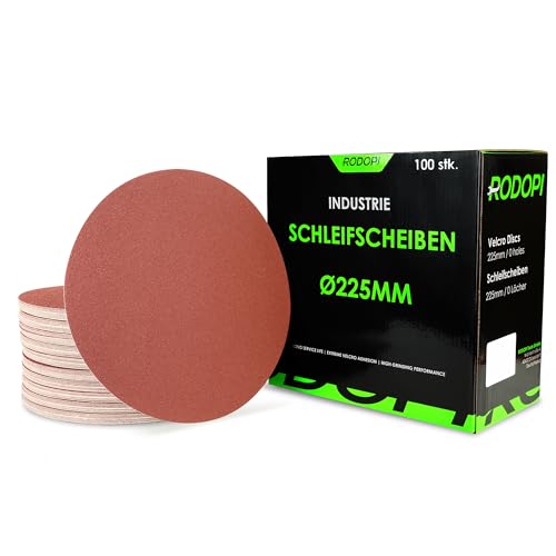 RODOPI Klett Schleifscheiben 225mm RedDevil Schleifpapier für Trockenbauschleifer K40-320 Exzenterschleifer ungelocht Klettscheibe Zirkonium Korund - 50 Stück K120 von RODOPI