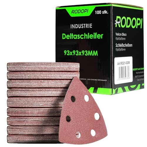 RODOPI RedDevil Schleifdreiecke für Deltaschleifer Körnung 40-320 Zirkonium Korund Klett 93x93x93 mm Delta Schleifpapier 6 Loch für Dreieckschleifer - 100 Stück K120 RODOPI RedDevil Schleifdreiecke für Deltaschleifer Körnung 40-320 Zirkonium Korund Klett 93x93x93 mm Delta Schleifpapier 6 Loch für Dreieckschleifer - 100 Stück K120 von RODOPI