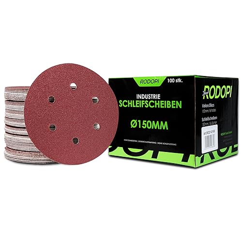 RODOPI Schleifpapier 150mm Klett RedDevil Schleifscheiben Körnung 40-320 Schleifpads für Exzenterschleifer 6 Loch Klettscheibe Zirkonium Korund - 100 Stück K220 RODOPI Schleifpapier 150mm Klett RedDevil Schleifscheiben Körnung 40-320 Schleifpads für Exzenterschleifer 6 Loch Klettscheibe Zirkonium Korund - 100 Stück K220 von RODOPI