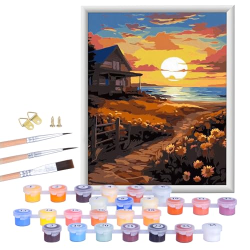 ROELLY Malen Nach Zahlen Erwachsene Mit Drei Pinseln und Acrylfarbenzubehör, DIY-Paint By Numbers Adult für Anfänger und Erwachsene, Heimdekoration, Malen Nach Zahlen Landschaft，Ungerahmt 40 x 50 cm von ROELLY