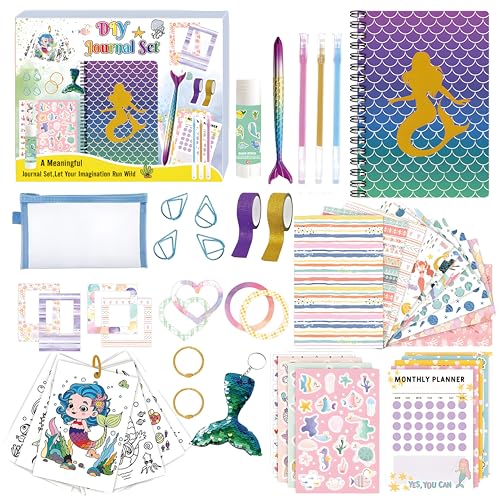 ROEOWENE 112PCS Scrapbook Zubehör DIY Scrapbook Set Mädchen Bullet Journal Sticker Scrapbooking Zubehör Sticker Aesthetic A5 Notizbuch Bastelset Kinder Tagebuch Geschenke ab 6-12 Jahre-Ozean von ROEOWENE