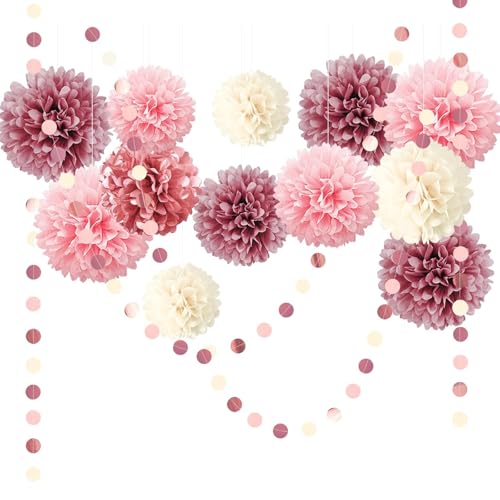 ROEOWENE 15pcs Seidenpapier Pompons Bunt Party Deko Seidenpapier Tissue Papier Pom Poms Aufhängen Dots Papier Girlande Hängenden Partydekoration für Hochzeit,Babyparty,Geburtstag,Fiesta-Pink Violett ROEOWENE 15pcs Seidenpapier Pompons Bunt Party Deko Seidenpapier Tissue Papier Pom Poms Aufhängen Dots Papier Girlande Hängenden Partydekoration für Hochzeit,Babyparty,Geburtstag,Fiesta-Pink Violett von ROEOWENE