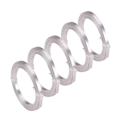Aluminiumdraht 5 Rollen, 3,0 mm, 5 mm, flacher Aluminiumdraht, Schmuckzubehör for die Schmuckherstellung, DIY-Halsketten, Armbänder, Ohrringe, ca. 2 m/Rolle Für Schmuckherstellung Handwerk Modellbau(S von ROEUIPG
