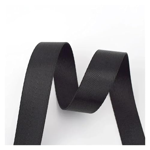 Nylonband 5 meter 20/25/32/38/50mm 1mm Dickes Festes Farbe Nylon Band for Sicherheitsgurt Rucksack Gurtband DIY Taschengurt Nähzubehör Für Buntes Gurtband, Zum Basteln, Halsband Für Hau(Black,25mm) von ROEUIPG