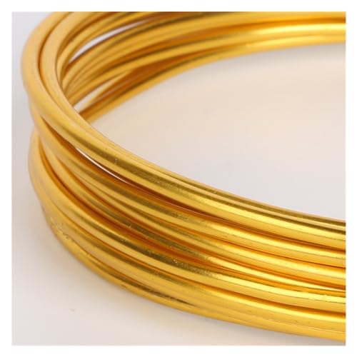 ROEUIPG Aluminiumdraht 3–10 Meter 1/1,5/2/2,5 mm runder Aluminiumdraht Metallhandwerk Perlendraht zur Schmuckherstellung DIY-Zubehör Für Schmuckherstellung Handwerk Modellbau(Gold,2.5mm 3.0meter) von ROEUIPG