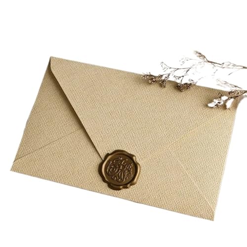 ROEUIPG Hochzeit Einladungskarten 15 STK Hanf Umschlag Brief Set Vintage Stil Liebesbrief Rindsleder Spezialpapier Einladung Postkarte Lack Umschlag Für Hochzeit Geburtstag Muttertag(Yellow) von ROEUIPG