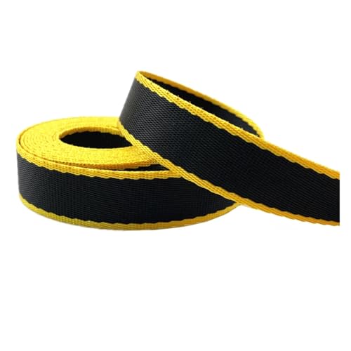ROEUIPG Nylonband 2 Yards/Set 20mm Polyester Nylon Gurtband Farbe Uhr Band Rucksack Strap Abzeichen Für Buntes Gurtband, Zum Basteln, Halsband Für Hau(Yellow) von ROEUIPG