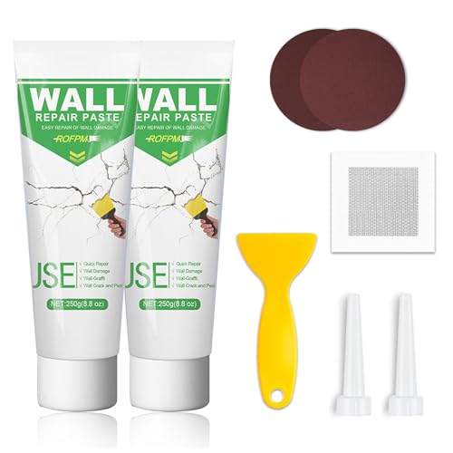 ROFPM Professionelles Wandreparaturmittel, White Wall Repair Paste, Wandverkleidung Agent mit Wandkratzer und Düse Extender, Füllstoff für Wände, Für Wand- und Deckenflächen im Innen- & Außenbereich ROFPM Professionelles Wandreparaturmittel, White Wall Repair Paste, Wandverkleidung Agent mit Wandkratzer und Düse Extender, Füllstoff für Wände, Für Wand- und Deckenflächen im Innen- & Außenbereich von ROFPM