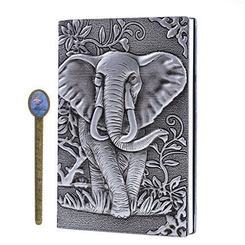 ROHCGHC Die Notiz, A5-Schreibtagebuch, Vintage-Leder, lebendige Elefantenprägung, gebundenes Buch, Reisetagebuch, College-Lineal, mit kostenlosem Buchlineal ROHCGHC Die Notiz, A5-Schreibtagebuch, Vintage-Leder, lebendige Elefantenprägung, gebundenes Buch, Reisetagebuch, College-Lineal, mit kostenlosem Buchlineal von ROHCGHC