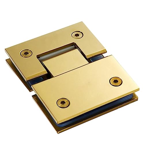 ROHCGHC Glasseite, Edelstahl Badezimmer Klemme Doppel 90 Grad Glas Hardware Gebürstet Gold Farbe Dusche Zimmer Glas Tür Clip Glas Scharnier von ROHCGHC