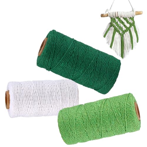3 STK Makramee Garn, 2mm x 100m Baumwolle Makramee Baumwollgarn für DIY Wandteppich Traumfänger, Baumwoll Bastelschnur für Basteln Stricken Boho Deko Wandbehang Dekoration 3 STK Makramee Garn, 2mm x 100m Baumwolle Makramee Baumwollgarn für DIY Wandteppich Traumfänger, Baumwoll Bastelschnur für Basteln Stricken Boho Deko Wandbehang Dekoration von ROIPUS