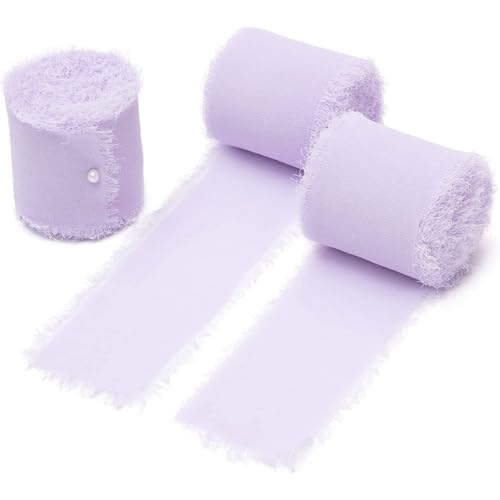 Schleifenband 3.5 * 500 cm, 3 Rollen Hochzeit Chiffonband Geschenkband Geburtstag Stoffband Seidenband für Blumenstrauß,Geschenkverpackung,Hochzeits Einladung, DIY Handwerk - Helles Lila Schleifenband 3.5 * 500 cm, 3 Rollen Hochzeit Chiffonband Geschenkband Geburtstag Stoffband Seidenband für Blumenstrauß,Geschenkverpackung,Hochzeits Einladung, DIY Handwerk - Helles Lila von ROIPUS