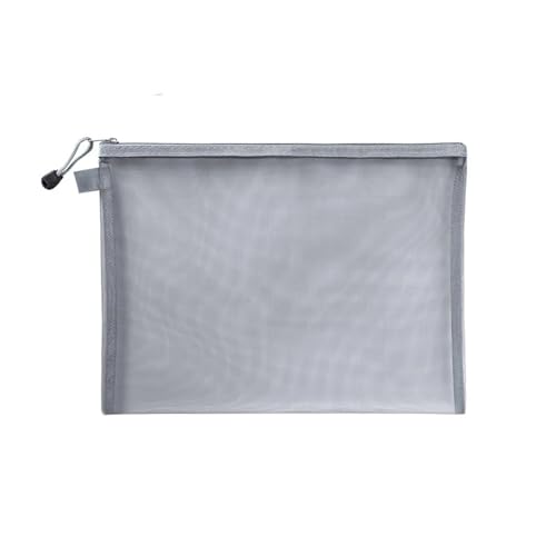 Plastic Wallets Zip Folders, 1/3 stücke Zip Datei Ordner Schule Bürobedarf Bleistift Fall Lagerung Taschen Mesh Zipper Pouch(Grey,A4(33.5X24cm) 3pcs) von ROJDFCNBW