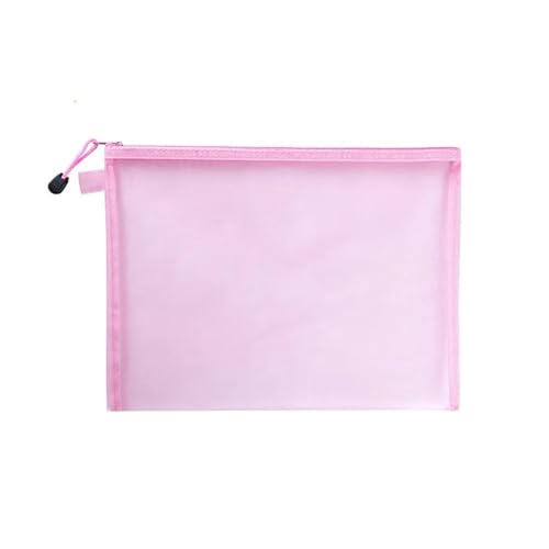 Plastic Wallets Zip Folders, 1/3 stücke Zip Datei Ordner Schule Bürobedarf Bleistift Fall Lagerung Taschen Mesh Zipper Pouch(Pink,3Size a Pack) von ROJDFCNBW