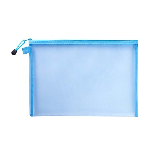 Plastic Wallets Zip Folders, A4/A5/A6 Zip Datei Ordner Schule Bürobedarf Kosmetik Make-Up Taschen(Blue,A4(33.5X24cm)) von ROJDFCNBW