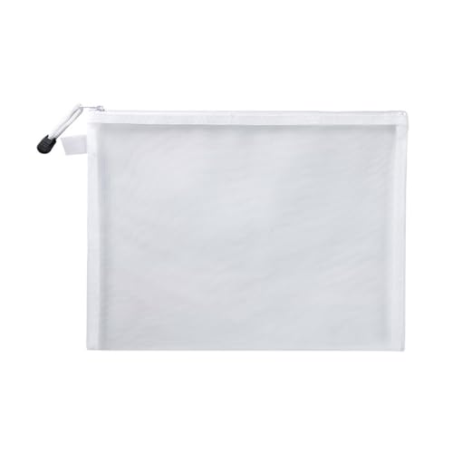 Plastic Wallets Zip Folders, A4/A5/A6 Zip Datei Ordner Schule Bürobedarf Kosmetik Make-Up Taschen Mesh Zipper Pouch(White,A6(19X11cm)) von ROJDFCNBW